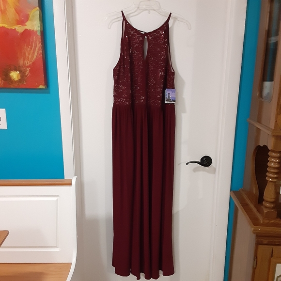 David's Bridal Dresses & Skirts - David's Bridal sequin wine burgundy halter neck 18W prom wedding formal dressNWT